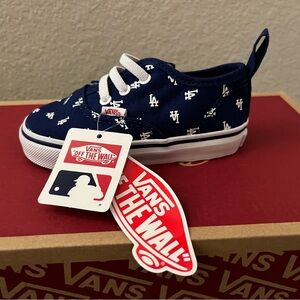Dodgers Vans Toddler Blue Velcro Slip On Sneakers
